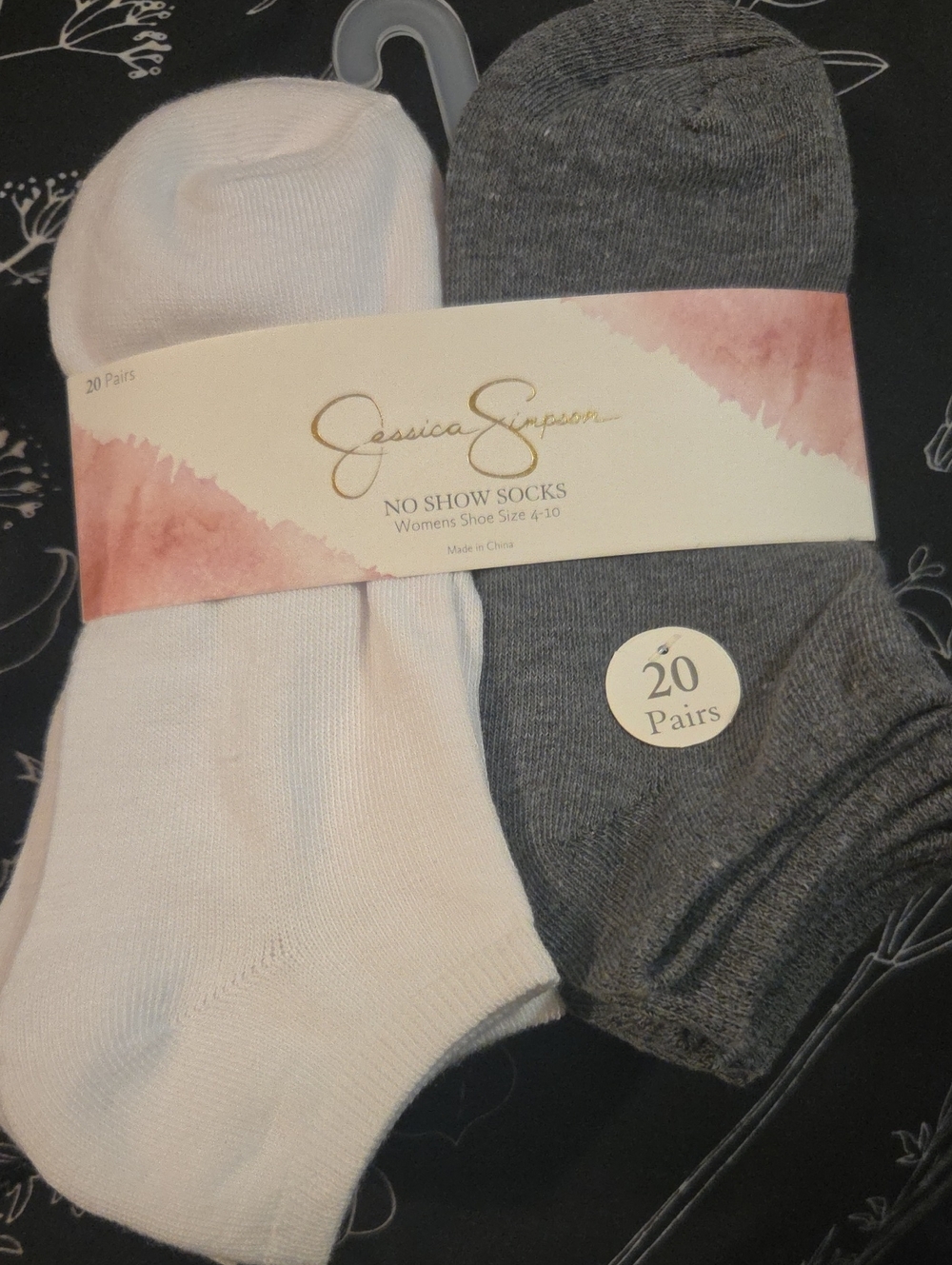 Jessica Simpson No-Show Athletic Socks - White, Black & Gray (20 Pairs)